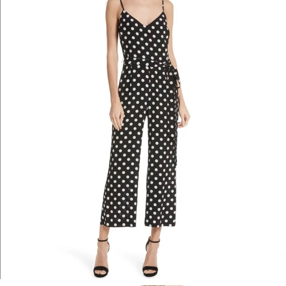 L’Agence Black and white polkadot jumpsuit